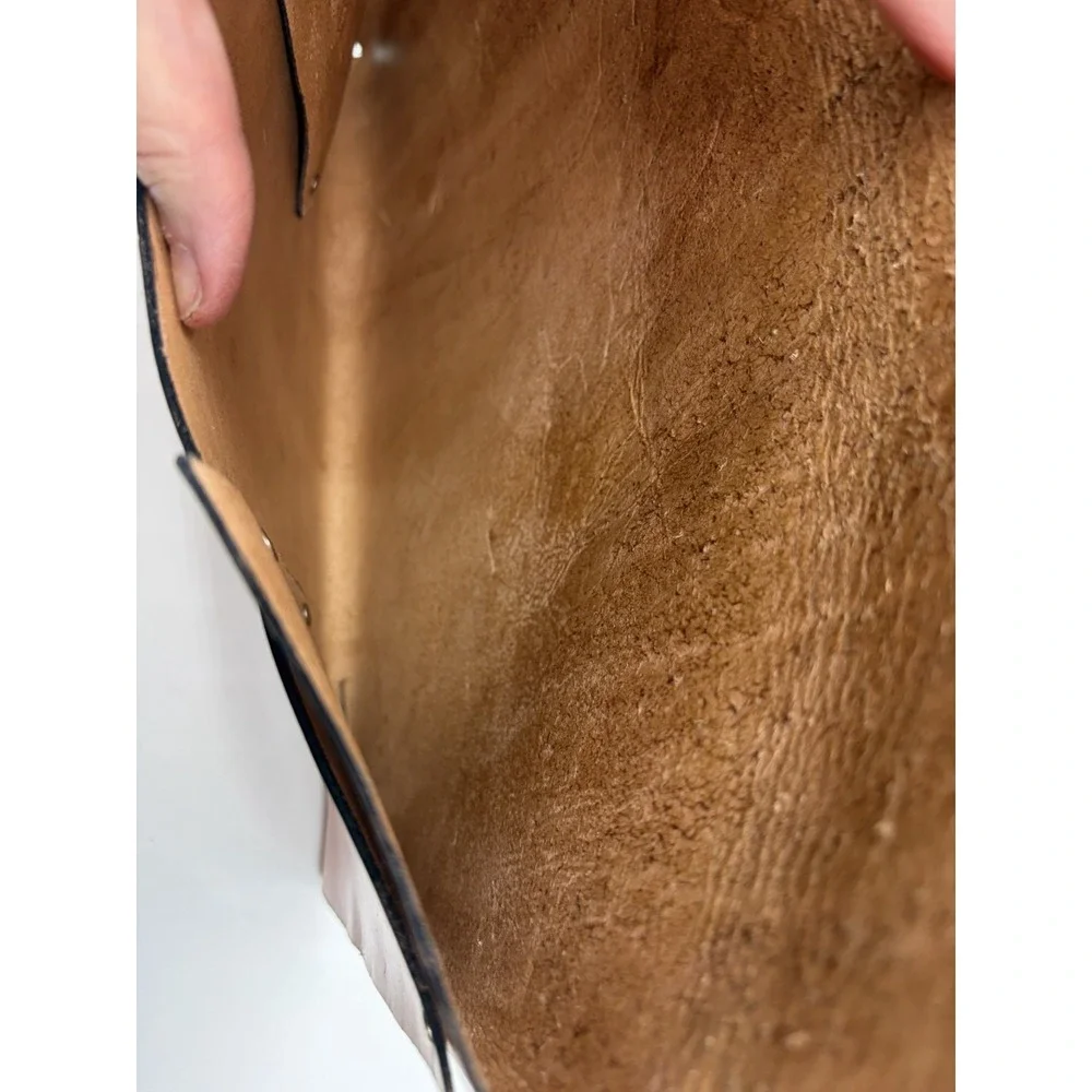 Vintage Handmade Full Grain Tan Leather Sleeve Envelope Case Clutch Pouch